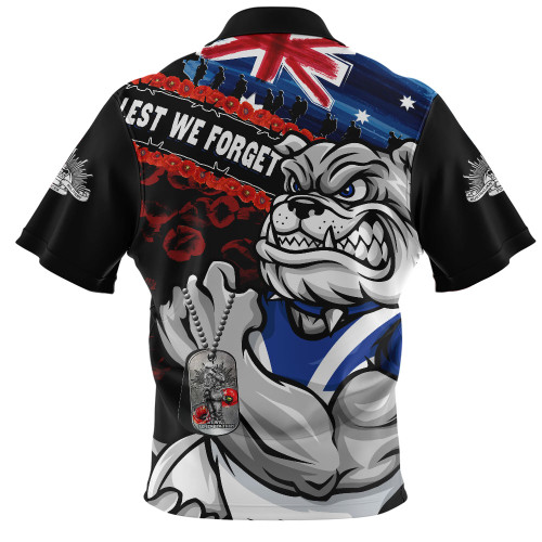 Canterbury-Bankstown Bulldogs Zip Polo Shirt Anzac Remembrance Of The Fallen