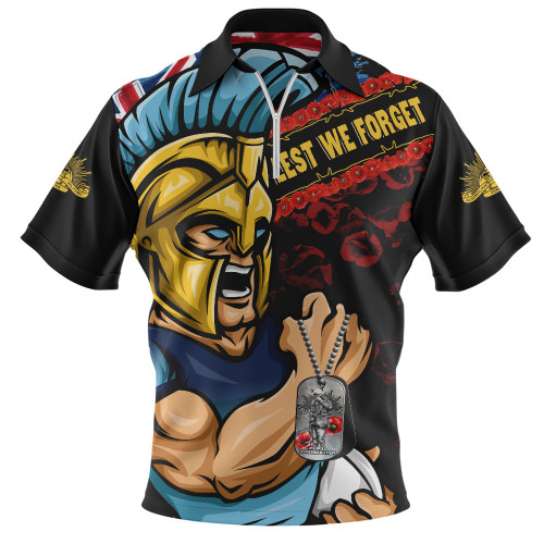 Gold Coast Titans Zip Polo Shirt Anzac Remembrance Of The Fallen