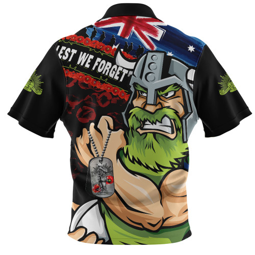 Canberra Raiders Zip Polo Shirt Anzac Remembrance Of The Fallen