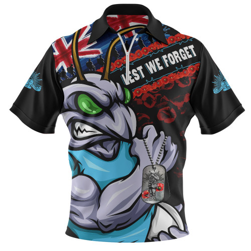 New South Wales Blues Zip Polo Shirt Anzac Remembrance Of The Fallen