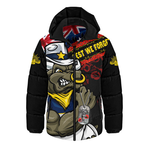North Queensland Cowboys Hooded Padded Jacket Anzac Remembrance Of The Fallen