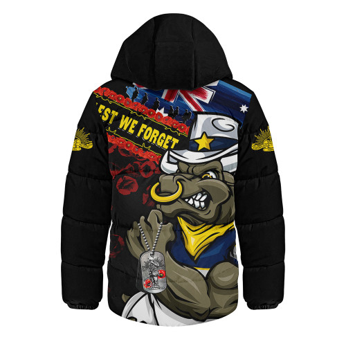 North Queensland Cowboys Hooded Padded Jacket Anzac Remembrance Of The Fallen