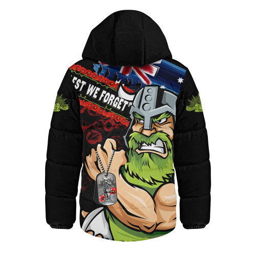 Canberra Raiders Hooded Padded Jacket Anzac Remembrance Of The Fallen