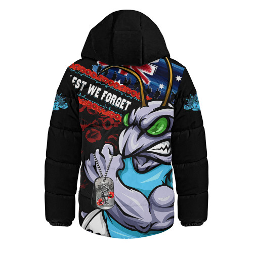 New South Wales Blues Hooded Padded Jacket Anzac Remembrance Of The Fallen