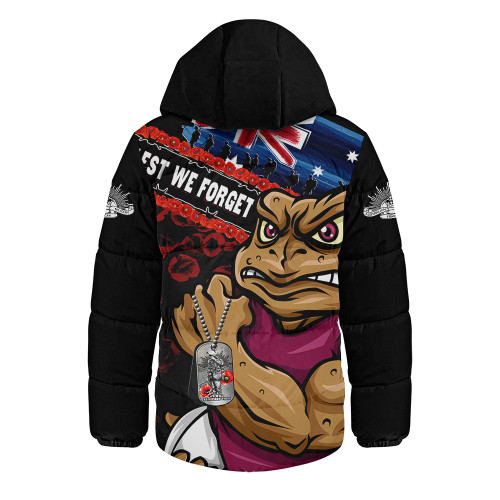 Queensland Maroons Hooded Padded Jacket Anzac Remembrance Of The Fallen