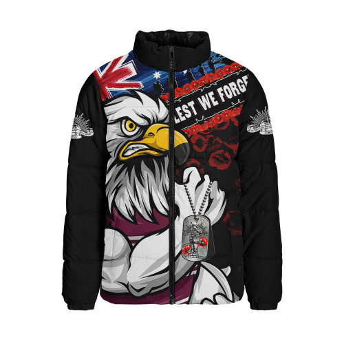 Manly Warringah Sea Eagles Padded Jacket Anzac Remembrance Of The Fallen