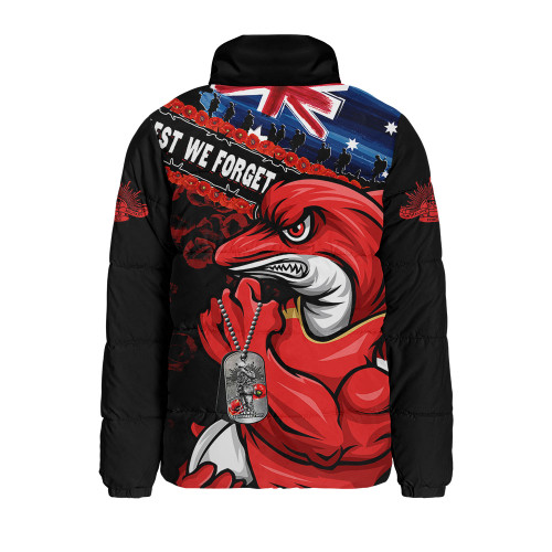Redcliffe Dolphins Padded Jacket Anzac Remembrance Of The Fallen