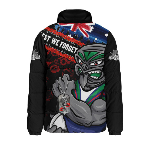 New Zealand Warriors Padded Jacket Anzac Remembrance Of The Fallen