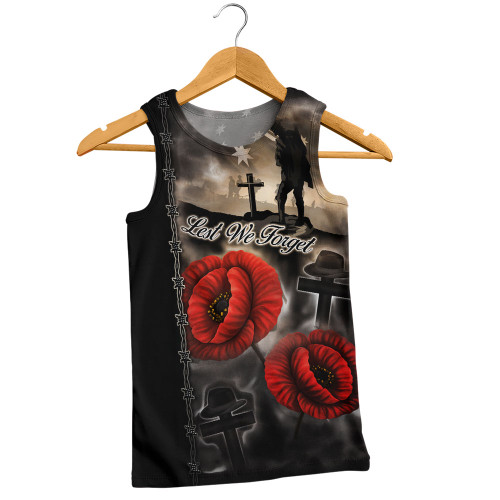 Australia Men Singlet Lest We Forget In Sacred Remembrance