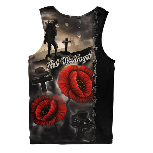 Australia Men Singlet Lest We Forget In Sacred Remembrance