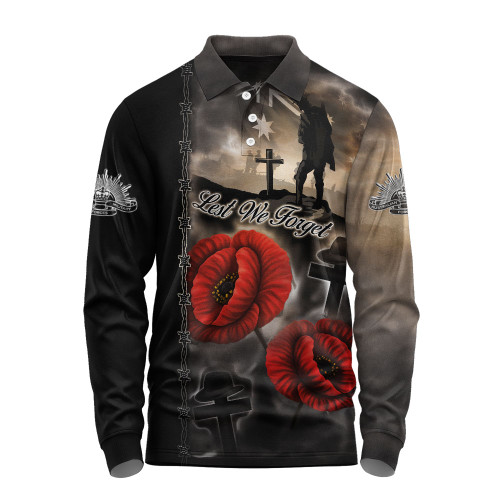 Australia Long Sleeve Polo Shirt Lest We Forget In Sacred Remembrance