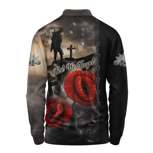 Australia Long Sleeve Polo Shirt Lest We Forget In Sacred Remembrance