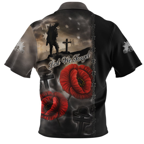 Australia Zip Polo Shirt Lest We Forget In Sacred Remembrance