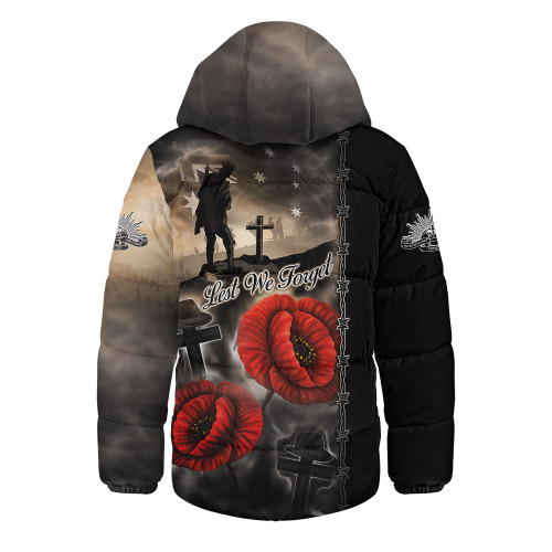 Australia Hooded Padded Jacket Lest We Forget In Sacred Remembrance