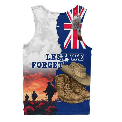 Australia Men Singlet Two Sides Of Service Anzac Day Remembrance