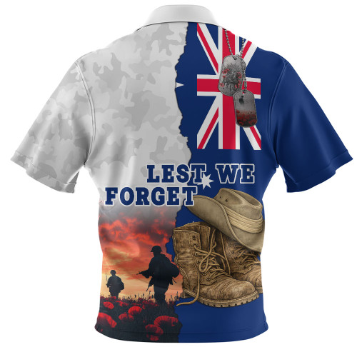 Australia Zip Polo Shirt Two Sides Of Service Anzac Day Remembrance