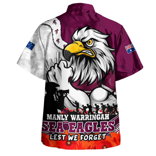 Manly Warringah Sea Eagles Hawaiian Shirt Anzac Day Remembrance Of Courage Loyalty Valor
