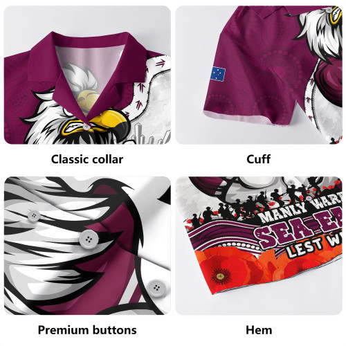 Manly Warringah Sea Eagles Hawaiian Shirt Anzac Day Remembrance Of Courage Loyalty Valor