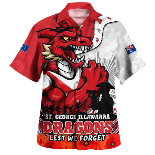 St. George Illawarra Dragons Hawaiian Shirt Anzac Day Remembrance Of Courage Loyalty Valor