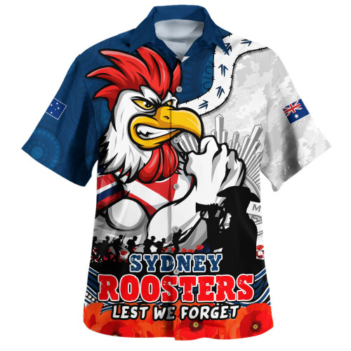 Sydney Roosters Hawaiian Shirt Anzac Day Remembrance Of Courage Loyalty Valor