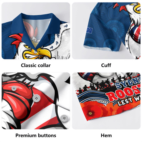 Sydney Roosters Hawaiian Shirt Anzac Day Remembrance Of Courage Loyalty Valor