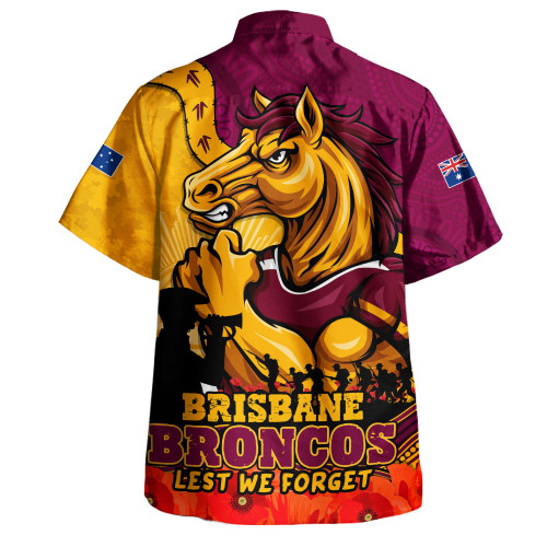 Brisbane Broncos Hawaiian Shirt Anzac Day Remembrance Of Courage Loyalty Valor