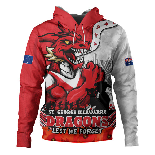 St. George Illawarra Dragons Hoodie Anzac Day Remembrance Of Courage Loyalty Valor