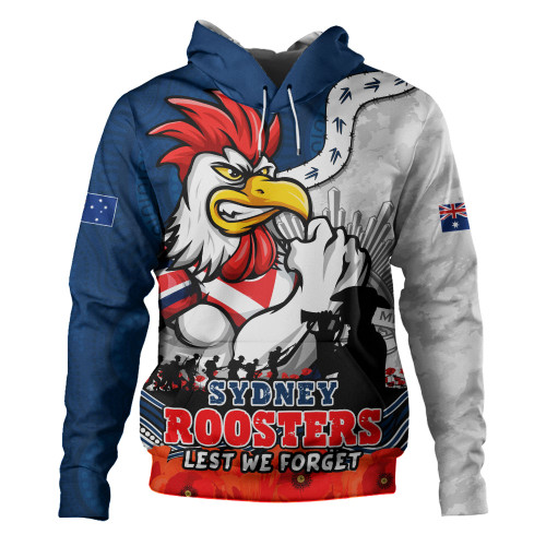 Sydney Roosters Hoodie Anzac Day Remembrance Of Courage Loyalty Valor