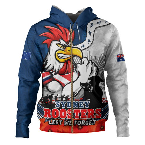 Sydney Roosters Hoodie Anzac Day Remembrance Of Courage Loyalty Valor