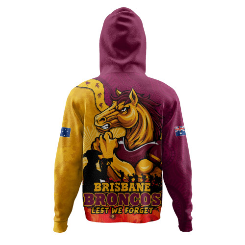 Brisbane Broncos Hoodie Anzac Day Remembrance Of Courage Loyalty Valor