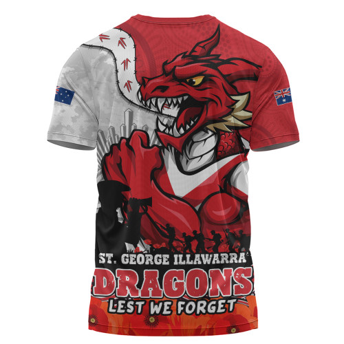 St. George Illawarra Dragons T-Shirt Anzac Day Remembrance Of Courage Loyalty Valor