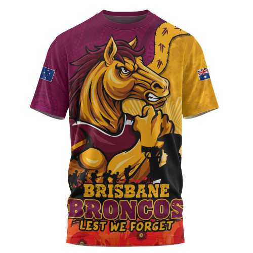 Brisbane Broncos T-Shirt Anzac Day Remembrance Of Courage Loyalty Valor