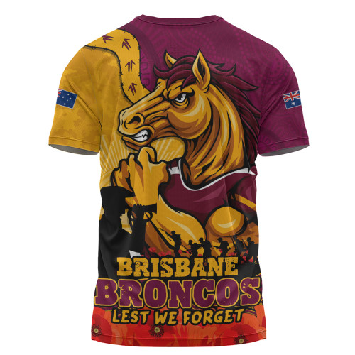 Brisbane Broncos T-Shirt Anzac Day Remembrance Of Courage Loyalty Valor