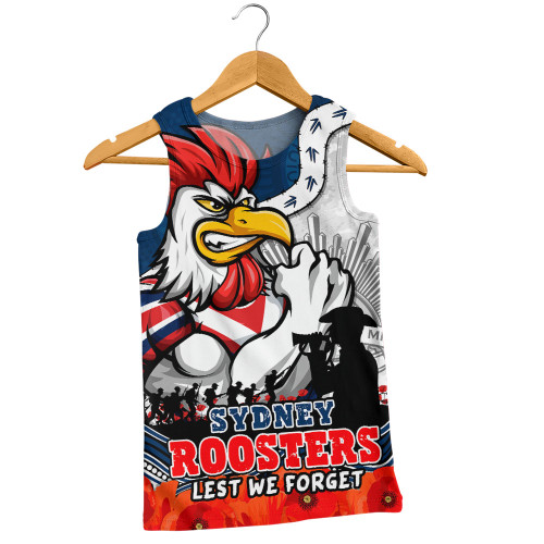Sydney Roosters Men Singlet Anzac Day Remembrance Of Courage Loyalty Valor