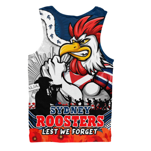 Sydney Roosters Men Singlet Anzac Day Remembrance Of Courage Loyalty Valor