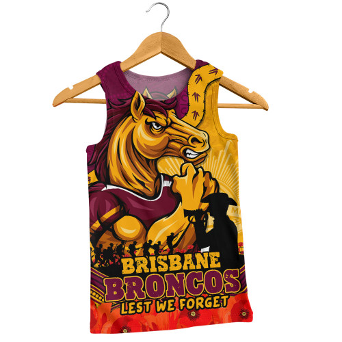 Brisbane Broncos Men Singlet Anzac Day Remembrance Of Courage Loyalty Valor