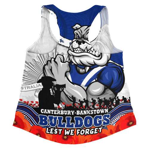 Canterbury-Bankstown Bulldogs Women Racerback Singlet Anzac Day Remembrance Of Courage Loyalty Valor