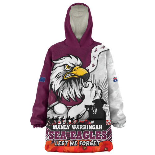 Manly Warringah Sea Eagles Snug Hoodie Anzac Day Remembrance Of Courage Loyalty Valor