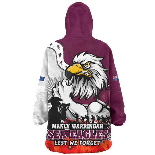 Manly Warringah Sea Eagles Snug Hoodie Anzac Day Remembrance Of Courage Loyalty Valor