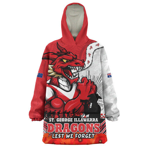 St. George Illawarra Dragons Snug Hoodie Anzac Day Remembrance Of Courage Loyalty Valor