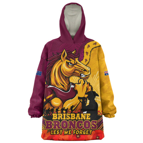 Brisbane Broncos Snug Hoodie Anzac Day Remembrance Of Courage Loyalty Valor