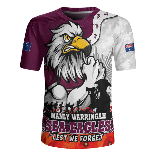 Manly Warringah Sea Eagles Rugby Jersey Anzac Day Remembrance Of Courage Loyalty Valor