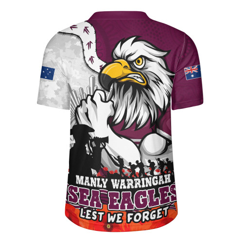 Manly Warringah Sea Eagles Rugby Jersey Anzac Day Remembrance Of Courage Loyalty Valor