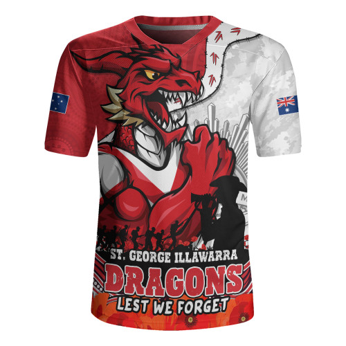 St. George Illawarra Dragons Rugby Jersey Anzac Day Remembrance Of Courage Loyalty Valor