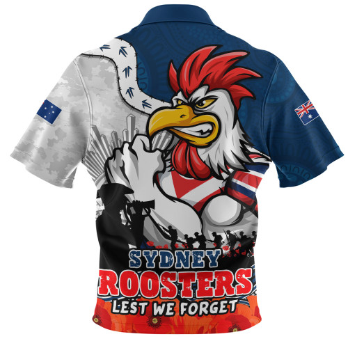 Sydney Roosters Zip Polo Shirt Anzac Day Remembrance Of Courage Loyalty Valor