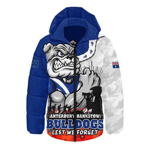 Canterbury-Bankstown Bulldogs Hooded Padded Jacket Anzac Day Remembrance Of Courage Loyalty Valor