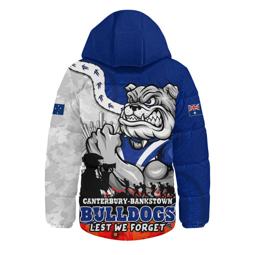 Canterbury-Bankstown Bulldogs Hooded Padded Jacket Anzac Day Remembrance Of Courage Loyalty Valor