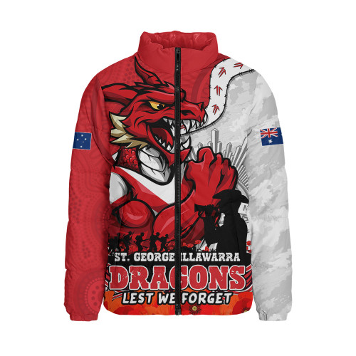 St. George Illawarra Dragons Padded Jacket Anzac Day Remembrance Of Courage Loyalty Valor