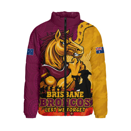 Brisbane Broncos Padded Jacket Anzac Day Remembrance Of Courage Loyalty Valor