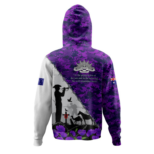 Australia Hoodie Anzac Day Two Sides Of Service Purple Poppy Remembrance